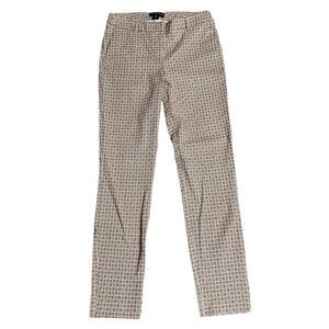 Cynthia Rowley Geometric Print Pants Brown Cream Stretch Ankle Trousers Sz 2